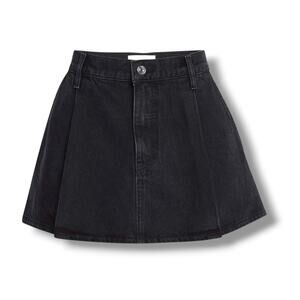FRAME The Pleated Mini Skirt Black Denim Size 32 (12/14) 100% Cotton